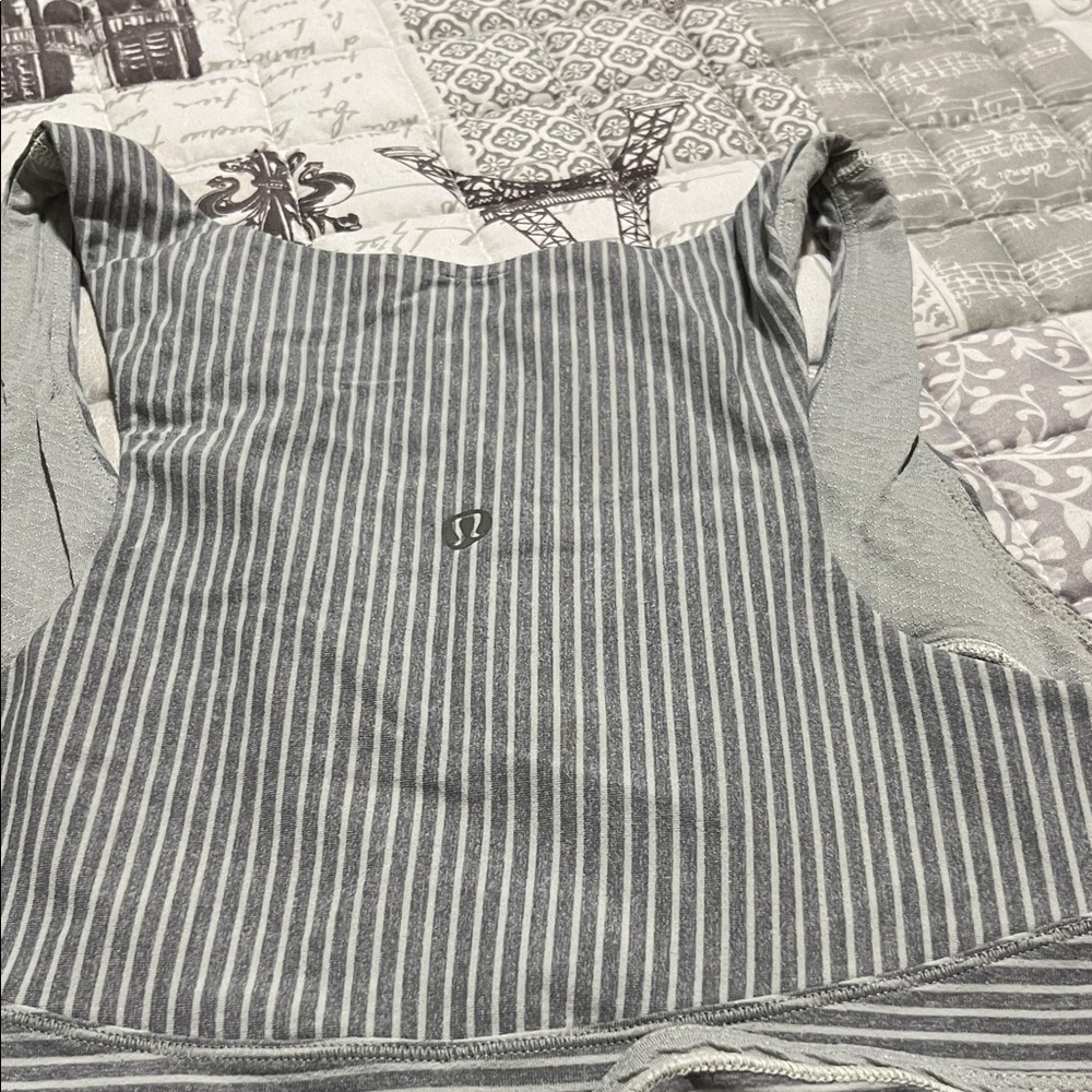 Lululemon Athletica Gray Striped Tank Top